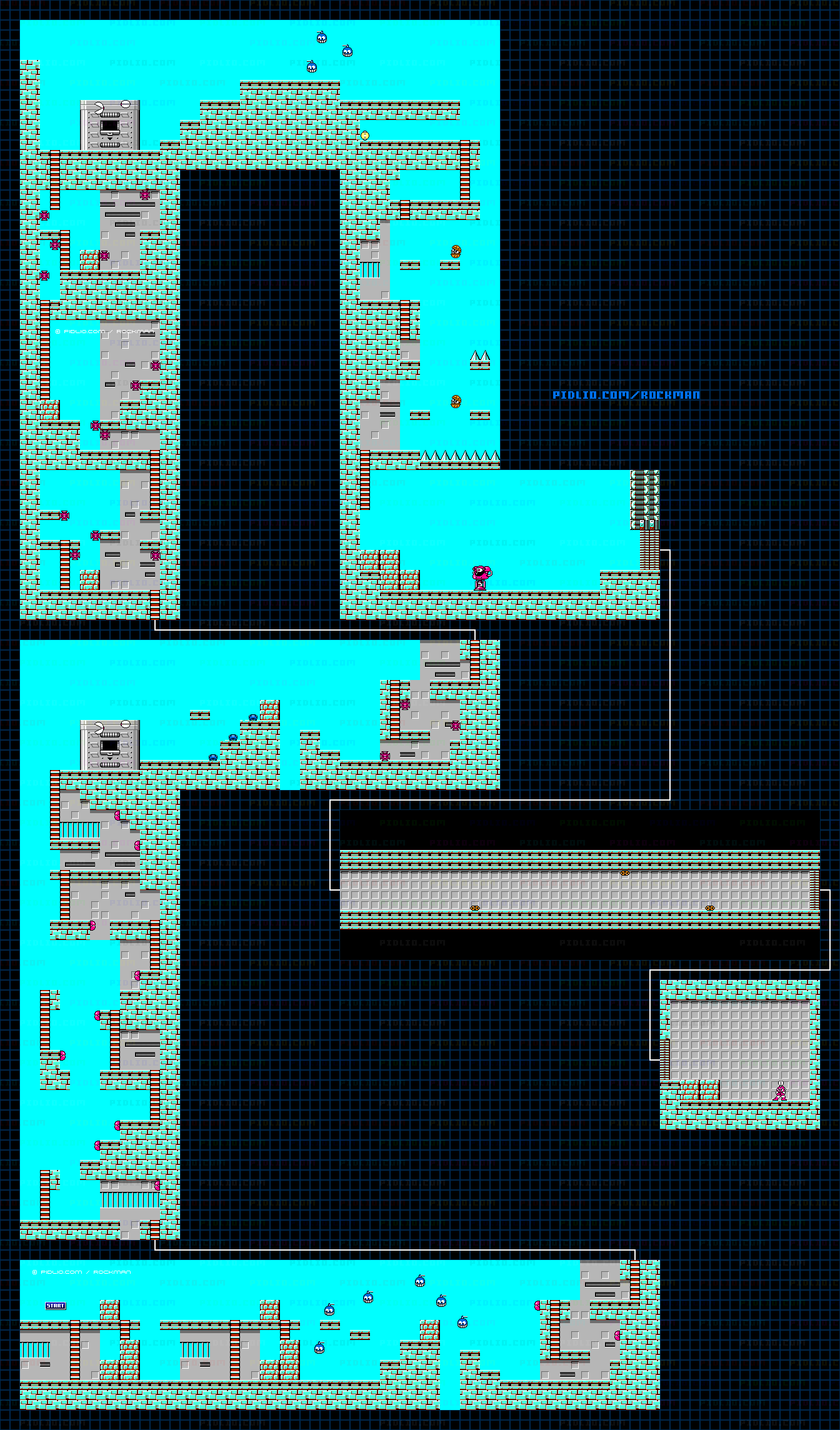 カットマンのステージマップ画像 ／ FC版ロックマン攻略 ─ pidlio.com
