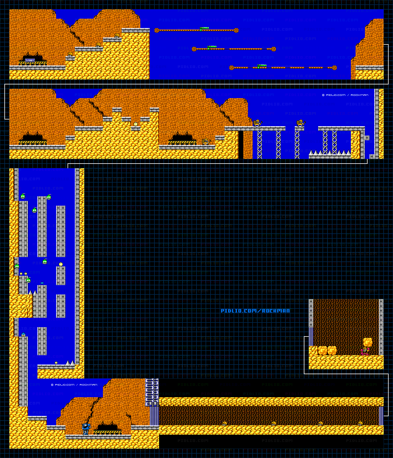 ガッツマンのステージマップ画像 ／ FC版ロックマン攻略 ─ pidlio.com