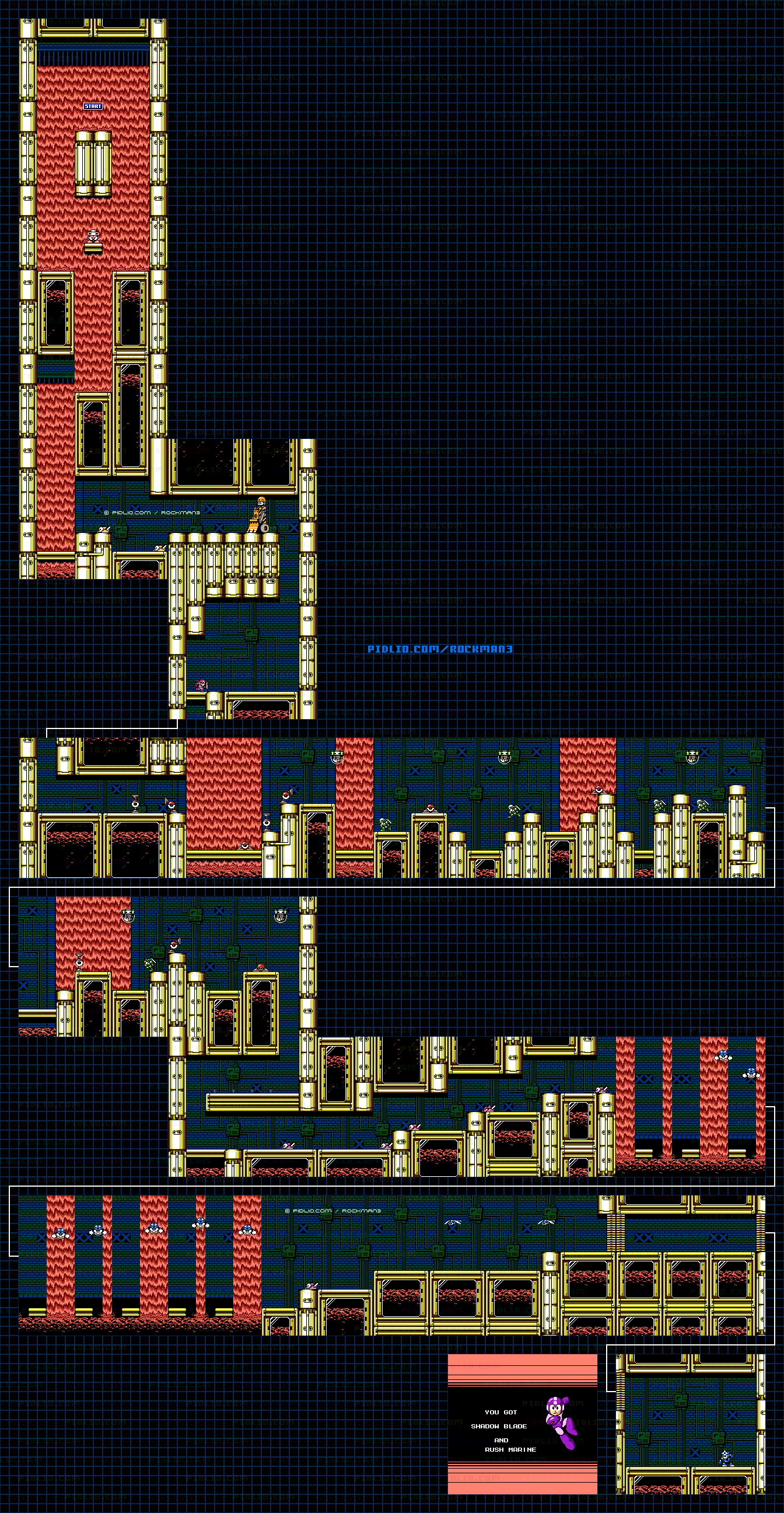 シャドーマンのステージマップ画像 / ロックマン3攻略 ─ pidlio.com